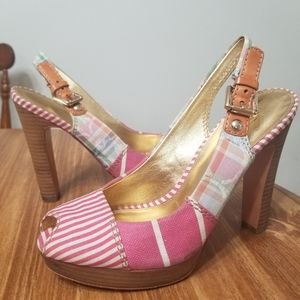 Coach Pastel Peep toe Sling-back Platform Heels - Size 9